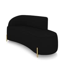 Sofá 3 Lugares Orgânico 180cm Pé Dourado Morgan Linho Preto D03 - D'rossi