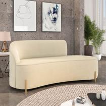 Sofá 3 Lugares Orgânico 180cm Pé Dourado Morgan Suede Bege