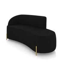 Sofá 3 Lugares Orgânico 180cm Pé Dourado Morgan Suede Preto D03 - D'rossi