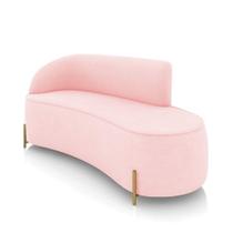 Sofá 3 Lugares Orgânico 180cm Pé Dourado Morgan Suede Rosa Bebê D03 - D'rossi