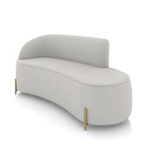 Sofá 3 Lugares Orgânico 180cm Pé Dourado Morgan Veludo Cinza D03 - D'rossi Sofá 3 Lugares Orgânico 180cm Pé Dourado Morgan Veludo Cinza D03 - D'rossi