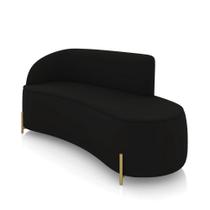 Sofá 3 Lugares Orgânico 180cm Pé Dourado Morgan Veludo Preto D03 - D'rossi