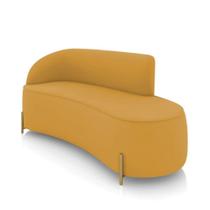 Sofá 3 Lugares Orgânico 180cm Pé Ferro Dourado Morgan Veludo Mostarda D03 - D'rossi Sofá 3 Lugares Orgânico 180cm Pé Ferro Dourado Morgan Veludo Mostarda D03 - D'rossi