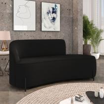 Sofá 3 Lugares Orgânico 180cm Pé Ferro Preto Morgan Suede Preto