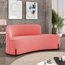 Sofá 3 Lugares Orgânico 180cm Pé Ferro Preto Morgan Suede Rosê D03 - D'Rossi