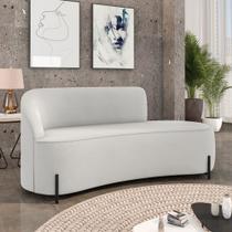 Sofá 3 Lugares Orgânico 180cm Pé Ferro Preto Morgan Veludo Cinza