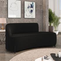 Sofá 3 Lugares Orgânico 180cm Pé Ferro Preto Morgan Veludo Preto