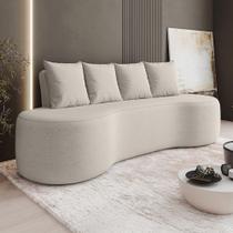 Sofá 3 Lugares Orgânico 210cm Com Almofadas Benin Bouclê B03 - D'rossi Cor Bege Sofá 3 Lugares Orgânico 210cm Com Almofadas Benin Bouclê B03 - D'rossi Cor Bege