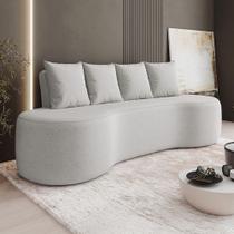 Sofá 3 Lugares Orgânico 210cm Com Almofadas Benin Bouclê B03 - D'rossi Cor Cinza