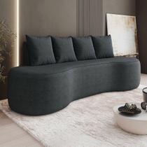 Sofá 3 Lugares Orgânico 210cm Com Almofadas Benin Bouclê Grafite B03 - D'rossi Sofá 3 Lugares Orgânico 210cm Com Almofadas Benin Bouclê Grafite B03 - D'rossi