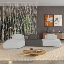 Sofá 3 Lugares Orgânico Com Chaise E 2 Módulos Berlim Bouclê Cinza Claro-grafite K01 - D'rossi