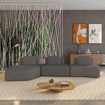 Sofá 3 Lugares Orgânico com Chaise e 2 Módulos Berlim Bouclê Grafite K01 - D Rossi