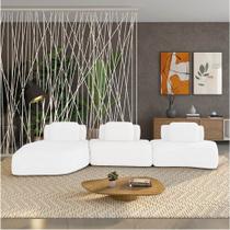 Sofá 3 Lugares Orgânico com Chaise e 2 Módulos Berlim Bouclê Off White K01 - D Rossi