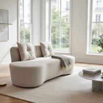 Sofá 3 Lugares Orgânico Curvo Madrid 180cm Bouclé Bege Sofá 3 Lugares Orgânico Curvo Madrid 180cm Bouclé Bege