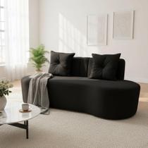 Sofá 3 Lugares Orgânico Curvo Madrid 180cm Couro Preto Sofá 3 Lugares Orgânico Curvo Madrid 180cm Couro Preto