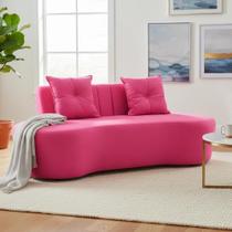 Sofá 3 Lugares Orgânico Curvo Madrid 180cm Couro Rosa Pink