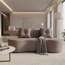 Sofá 3 Lugares Orgânico Curvo Madrid 180cm Suede Capuccino