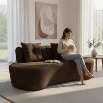Sofá 3 Lugares Orgânico Curvo Madrid 180cm Veludo