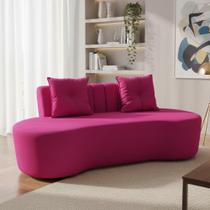 Sofá 3 Lugares Orgânico Curvo Madrid 180cm Veludo Rosa Pink