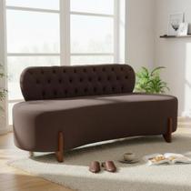 Sofá 3 Lugares Orgânico Curvo Tókio 180cm Couro Marrom Sofá 3 Lugares Orgânico Curvo Tókio 180cm Couro Marrom