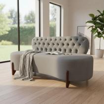 Sofá 3 Lugares Orgânico Curvo Tókio 180cm Linho Cinza Sofá 3 Lugares Orgânico Curvo Tókio 180cm Linho Cinza