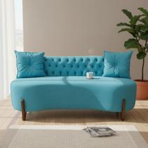 Sofá 3 Lugares Orgânico Curvo Tókio 180cm Veludo Azul Turquesa Sofá 3 Lugares Orgânico Curvo Tókio 180cm Veludo Azul Turquesa