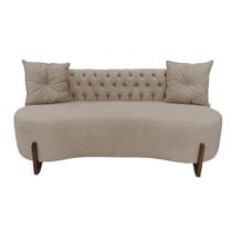 Sofá 3 Lugares Orgânico Curvo Tókio 180cm Veludo Bege