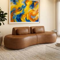 Sofá 3 Lugares Orgânico Para Sala Living 240cm Vasti M03 material sintético Whisky - Lyam Decor