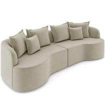 Sofá 3 Lugares Orgânico Sala De Estar Living 210cm Ekos K01 Veludo Bege - Lyam Decor