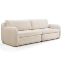 Sofá 3 Lugares Orgânico Sala de Estar Living 216cm Eliot F04 Linho Tramado Creme - Lyam Decor