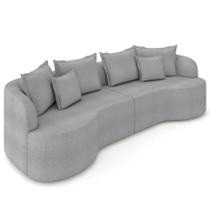 Sofá 3 Lugares Orgânico Sala De Estar Living 230cm Ekos K01 Bouclê Cinza - Lyam Decor