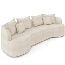 Sofá 3 Lugares Orgânico Sala De Estar Living 230cm Ekos K01 Bouclê Cru - Lyam Decor