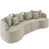 Sofá 3 Lugares Orgânico Sala De Estar Living 230cm Ekos K01 Veludo Bege - Lyam Decor