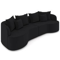 Sofá 3 Lugares Orgânico Sala De Estar Living 230cm Ekos K01 Veludo Preto - Lyam Decor
