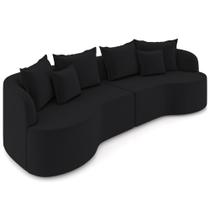 Sofá 3 Lugares Orgânico Sala De Estar Living 230cm Ekos K01 Veludo Preto - Lyam Decor