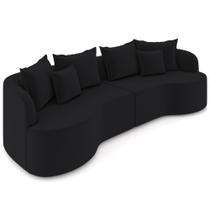 Sofá 3 Lugares Orgânico Sala De Estar Living 230cm Ekos K01 Veludo Preto - Lyam Decor