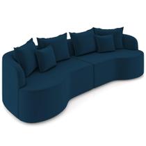 Sofá 3 Lugares Orgânico Sala De Estar Living 250cm Ekos K01 Veludo Azul Marinho - Lyam Decor Sofá 3 Lugares Orgânico Sala De Estar Living 250cm Ekos K01 Veludo Azul Marinho - Lyam Decor