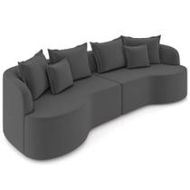 Sofá 3 Lugares Orgânico Sala De Estar Living 250cm Ekos K01 Veludo Cinza - Lyam Decor