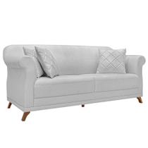 Sofá 3 Lugares para Sala de Estar 200cm Apollo Linho Cinza Claro - Montanaris Decor