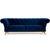 Sofá 3 Lugares Para Sala de Estar Império 180 cm D02 Veludo Azul Oxford D-304 - Lyam Decor Sofá 3 Lugares Para Sala de Estar Império 180 cm D02 Veludo Azul Oxford D-304 - Lyam Decor