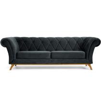 Sofá 3 Lugares Para Sala de Estar Império 180 cm D02 Veludo Cinza D-317 - Lyam Decor Sofá 3 Lugares Para Sala de Estar Império 180 cm D02 Veludo Cinza D-317 - Lyam Decor