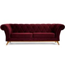 Sofá 3 Lugares Para Sala de Estar Império 180 cm D02 Veludo Marsala D-278 - Lyam Decor
