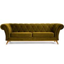 Sofá 3 Lugares Para Sala de Estar Império 180 cm D02 Veludo Mostarda D-260 - Lyam Decor Sofá 3 Lugares Para Sala de Estar Império 180 cm D02 Veludo Mostarda D-260 - Lyam Decor