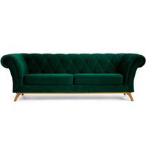 Sofá 3 Lugares Para Sala de Estar Império 180 cm D02 Veludo Verde Musgo D-303 - Lyam Decor