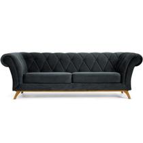 Sofá 3 Lugares Para Sala de Estar Império 210 cm D02 Veludo Cinza C-317 - Lyam Decor Sofá 3 Lugares Para Sala de Estar Império 210 cm D02 Veludo Cinza C-317 - Lyam Decor