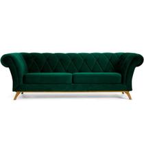 Sofá 3 Lugares Para Sala de Estar Império 230 cm D02 Veludo Verde Musgo C-303 - Lyam Decor Sofá 3 Lugares Para Sala de Estar Império 230 cm D02 Veludo Verde Musgo C-303 - Lyam Decor