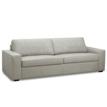Sofá 3 Lugares Para Sala de Estar Living 205cm Aurora L06 Couro Cinza Claro - Lyam Decor