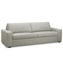 Sofá 3 Lugares Para Sala de Estar Living 205cm Aurora L06 Couro Cinza Claro - Lyam Decor