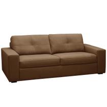 Sofá 3 Lugares Para Sala De Estar Living 205cm Vienne L06 Couro Marrom Claro - Lyam Decor