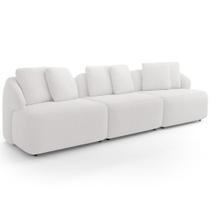 Sofá 3 Lugares Para Sala de Estar Living 228cm Arlo F04 Bouclê Branco Lyam Decor Sofá 3 Lugares Para Sala de Estar Living 228cm Arlo F04 Bouclê Branco Lyam Decor